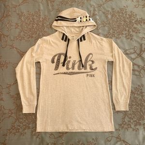 PINK Victoria's Secret Gray Long Sleeve Hoodie Tee